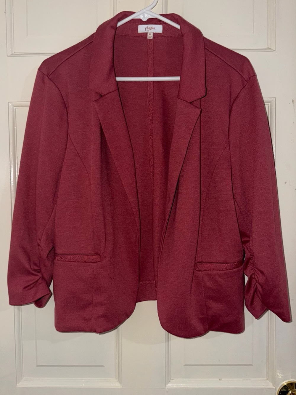 Candie's Open-Front Blazer Jacket - Wine Red